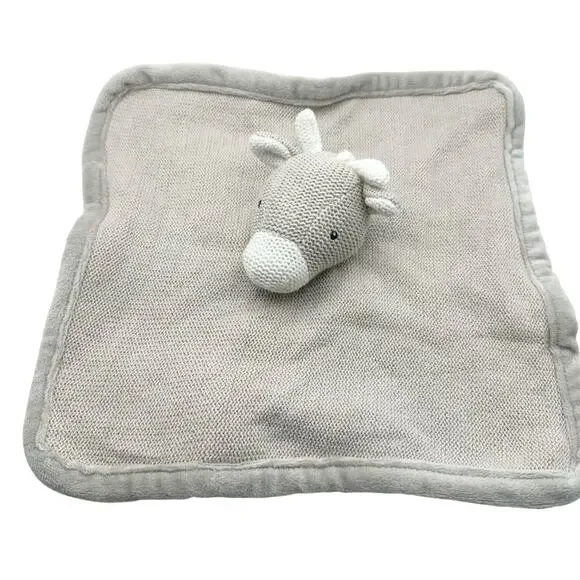 Peacock Alley Light Grey Fleece Giraffe Lovey Security Baby Blanket Soft Plush - Picture 1 of 10